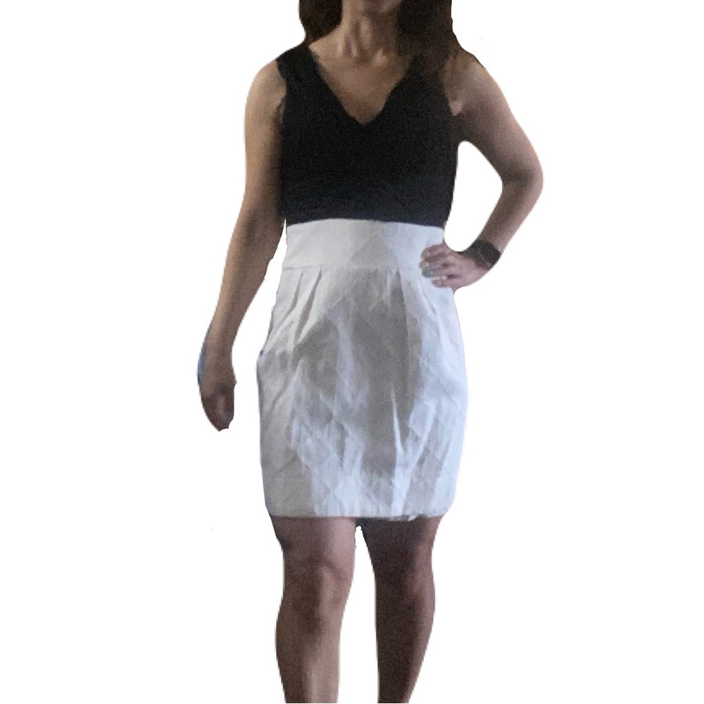 Taylor 100% silk dress- Black White